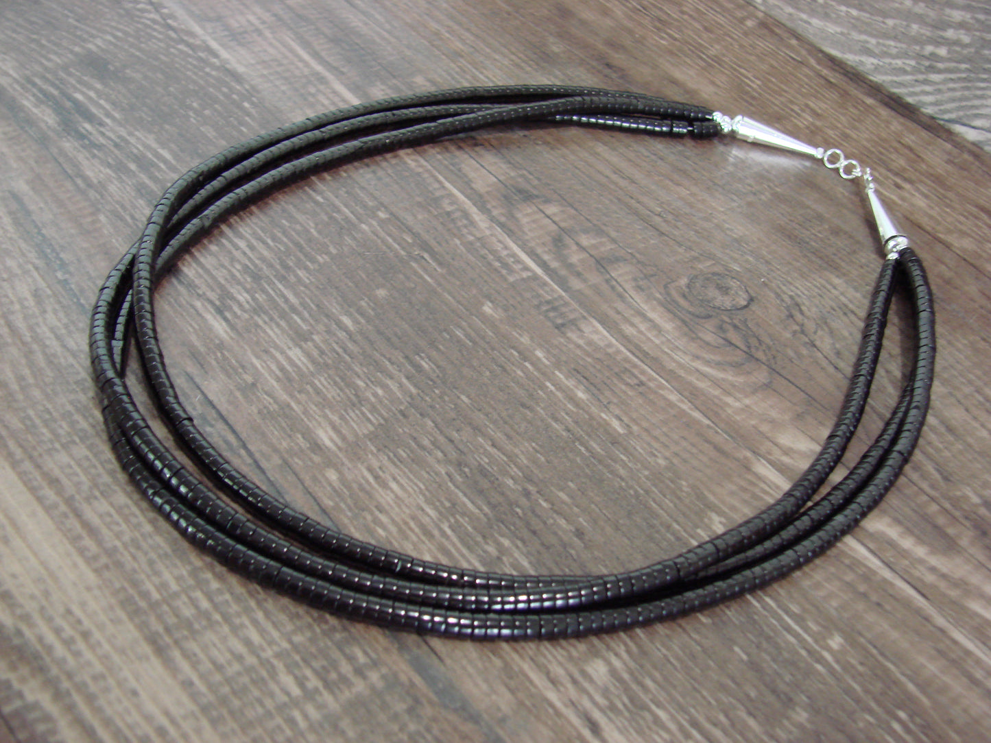 Native American 3 Strand 19" Onyx Necklace by Ramona Bird