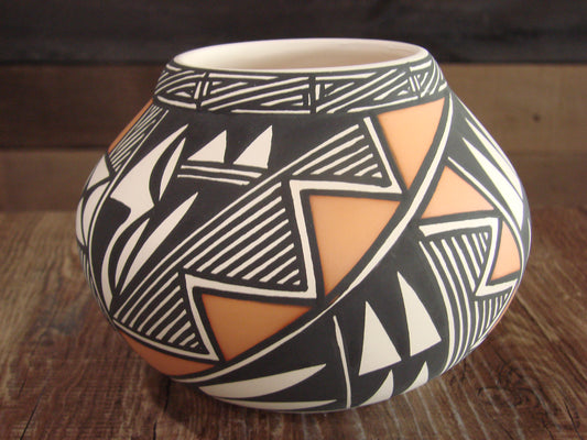 Native American Hand Painted Fine Line Acoma Pottery by Estevan