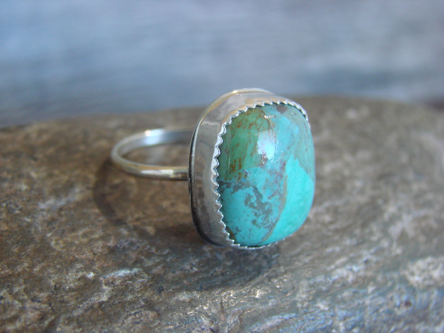Native American Sterling Silver & Turquoise Ring - Begay - Size 10