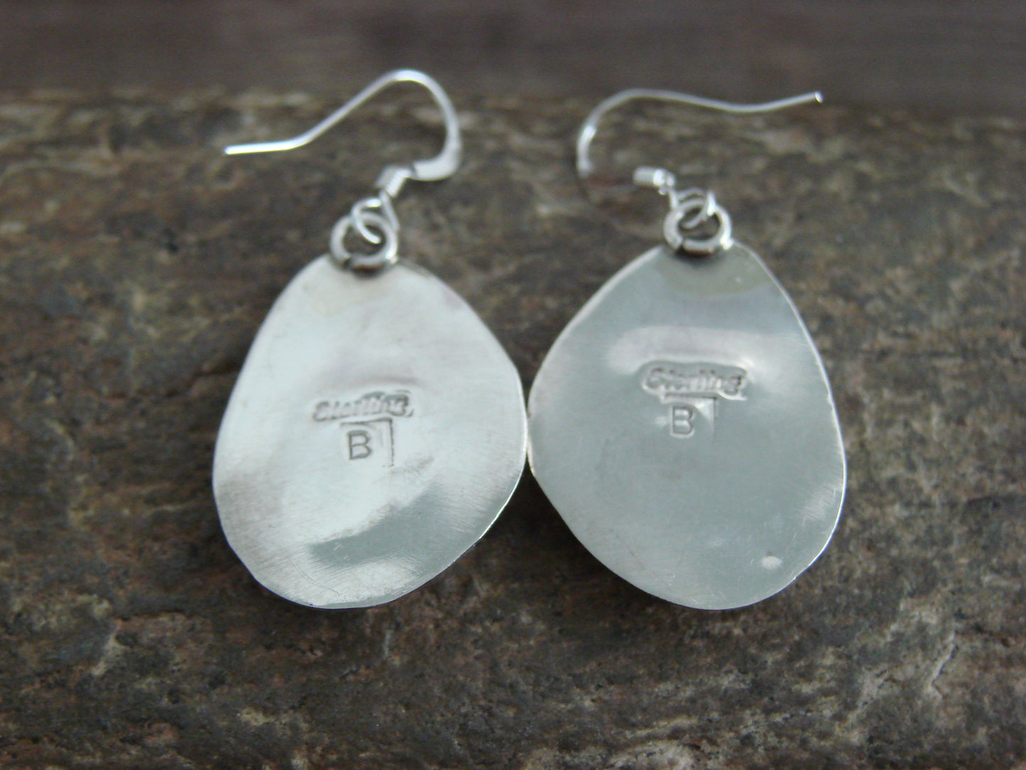 Native American Sterling Silver & Turquoise Bear Paw Dangle Earrings - Begay