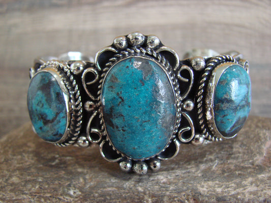 Native American Indian Nickel Silver & Turquoise Bracelet by Cleveland
