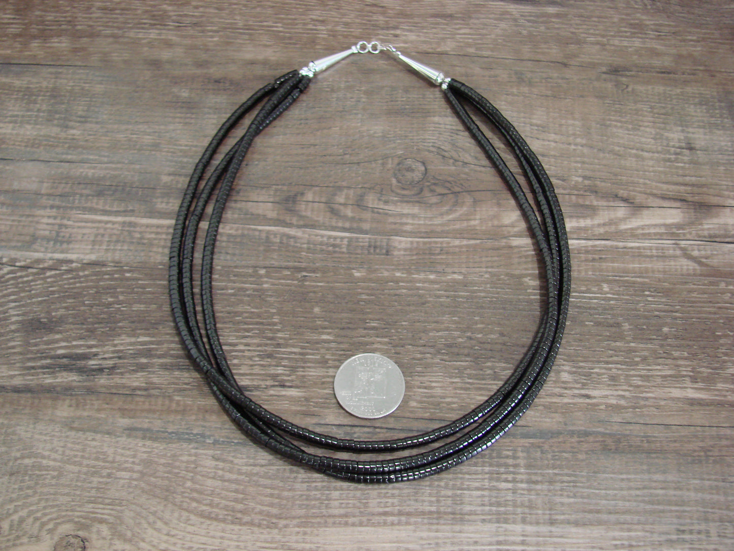 Native American 3 Strand 19" Onyx Necklace by Ramona Bird