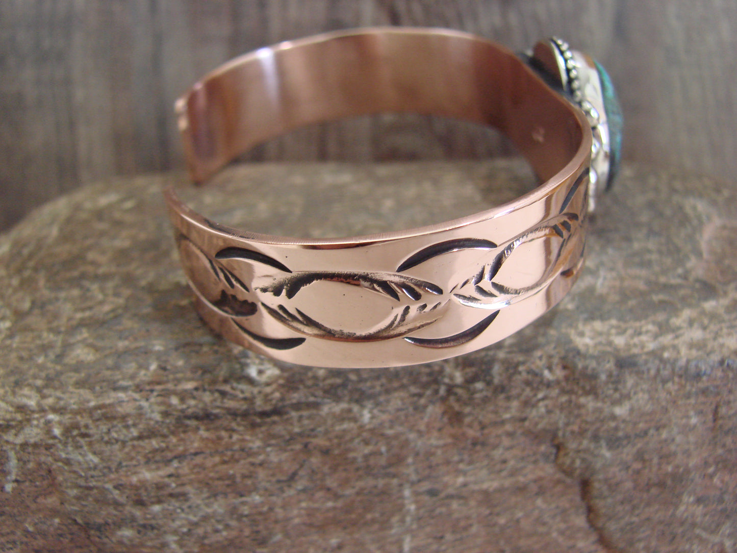 Native American Copper & Turquoise Bracelet by Cleveland