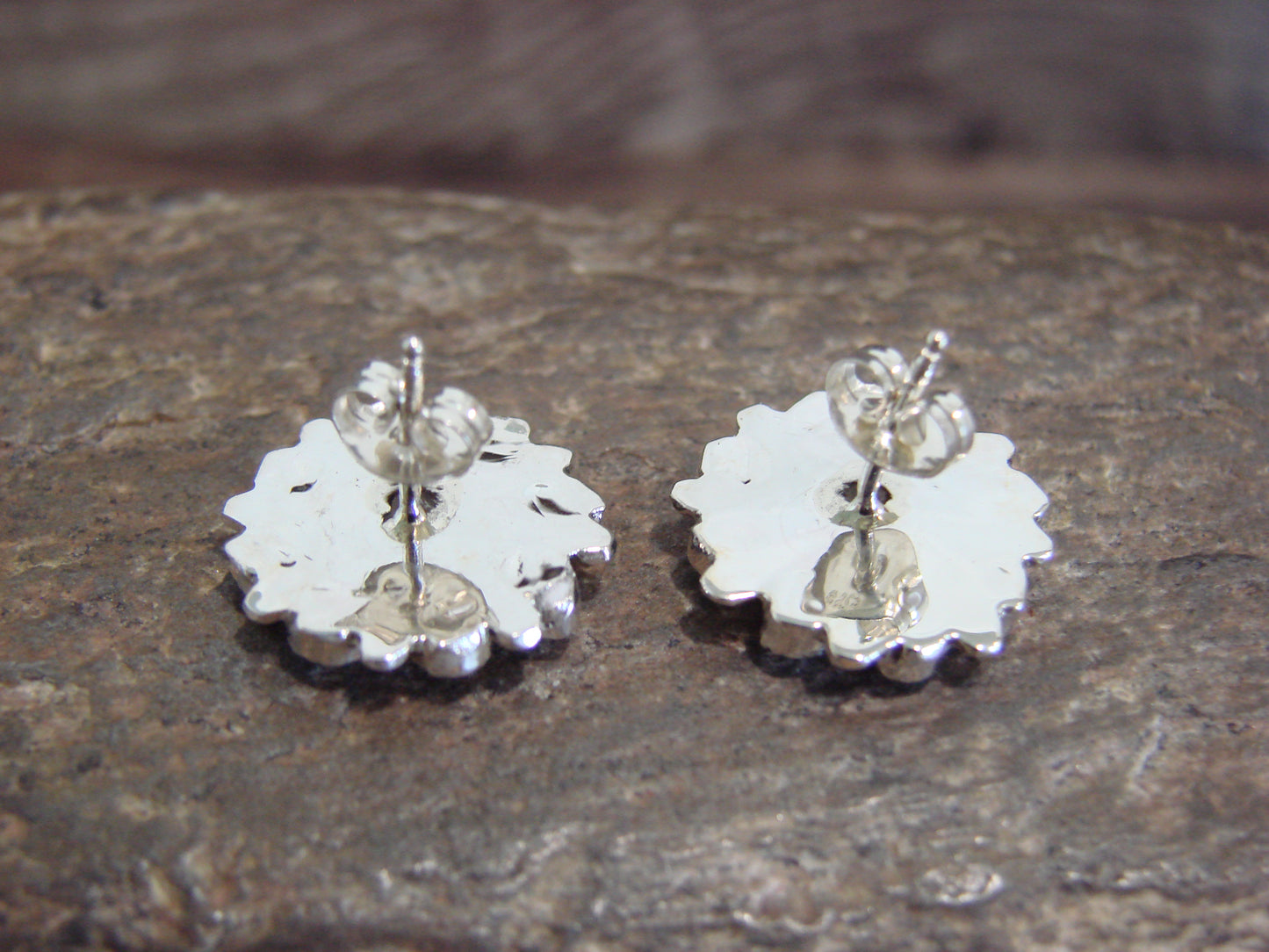 Native American Sterling Silver Turquoise Cluster Post Earrings - Lastiyano