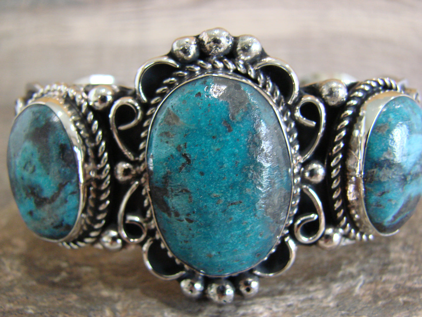 Native American Indian Nickel Silver & Turquoise Bracelet by Cleveland