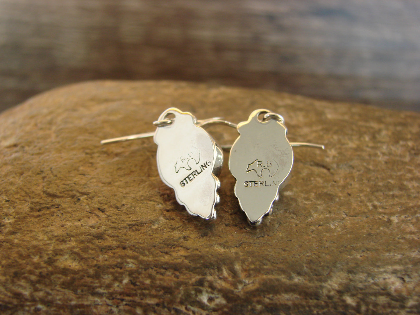 Native American Sterling Silver & Turquoise Dangle Earrings by Shorty