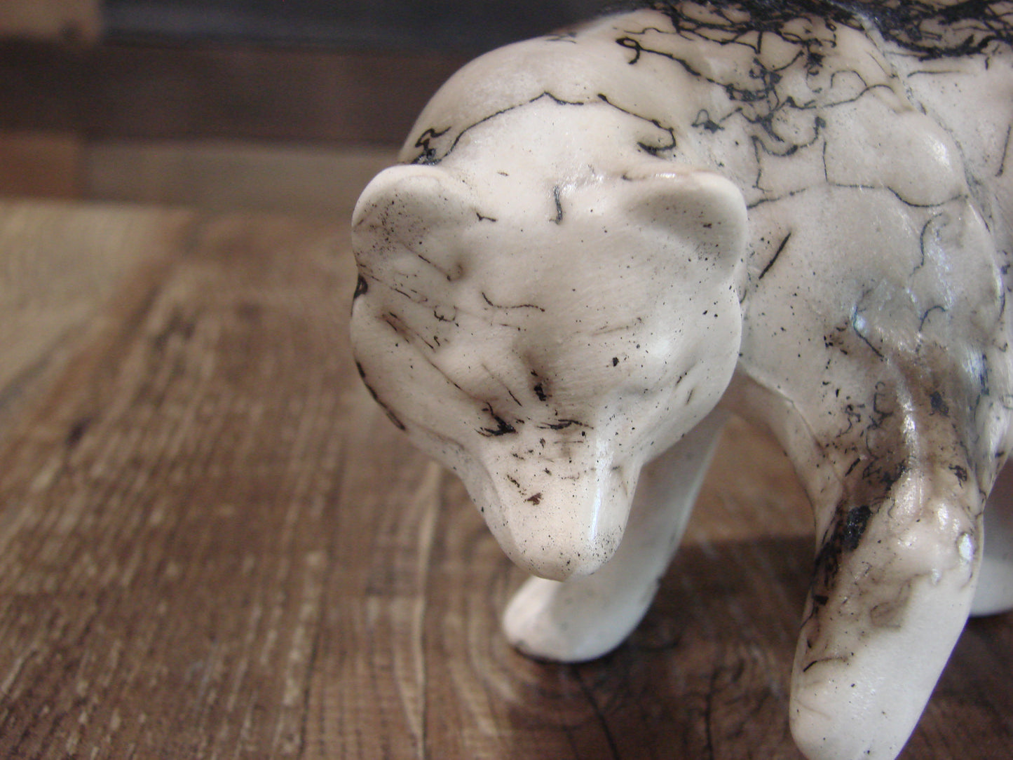 Small Native American Pottery Horse Hair Bear Sculpture by Vail