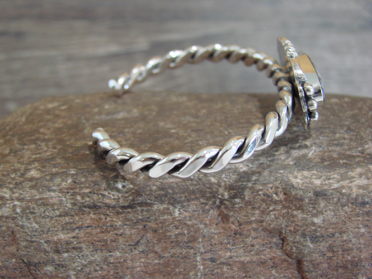 Native American Sterling Silver White Buffalo Turquoise Bracelet by Silversmith