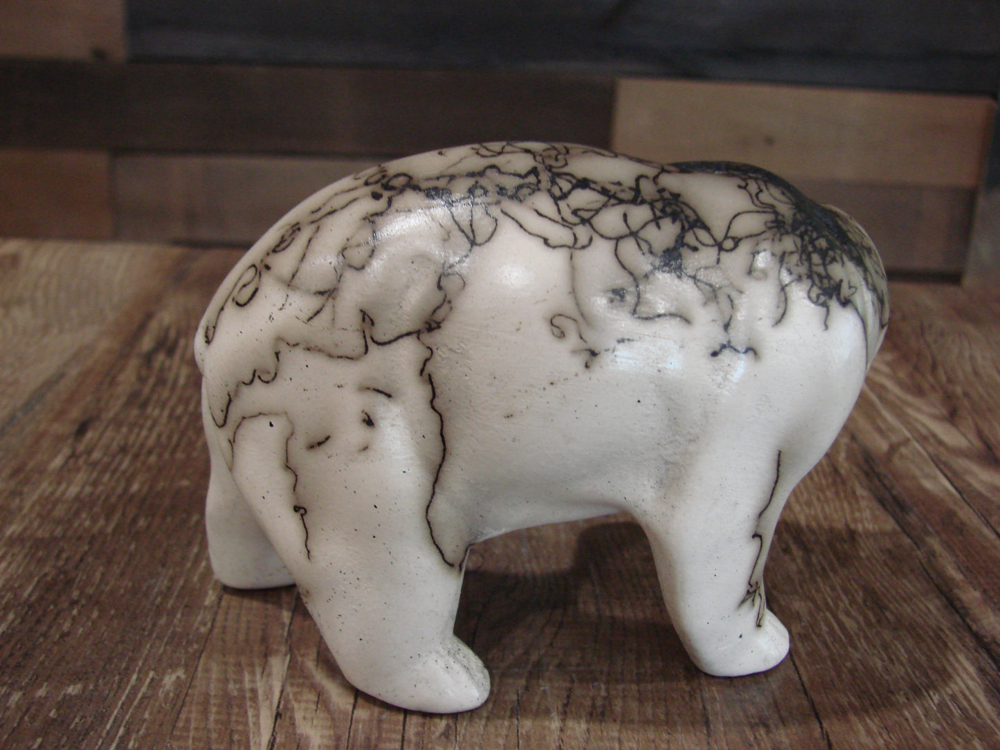 Small Native American Pottery Horse Hair Bear Sculpture by Vail