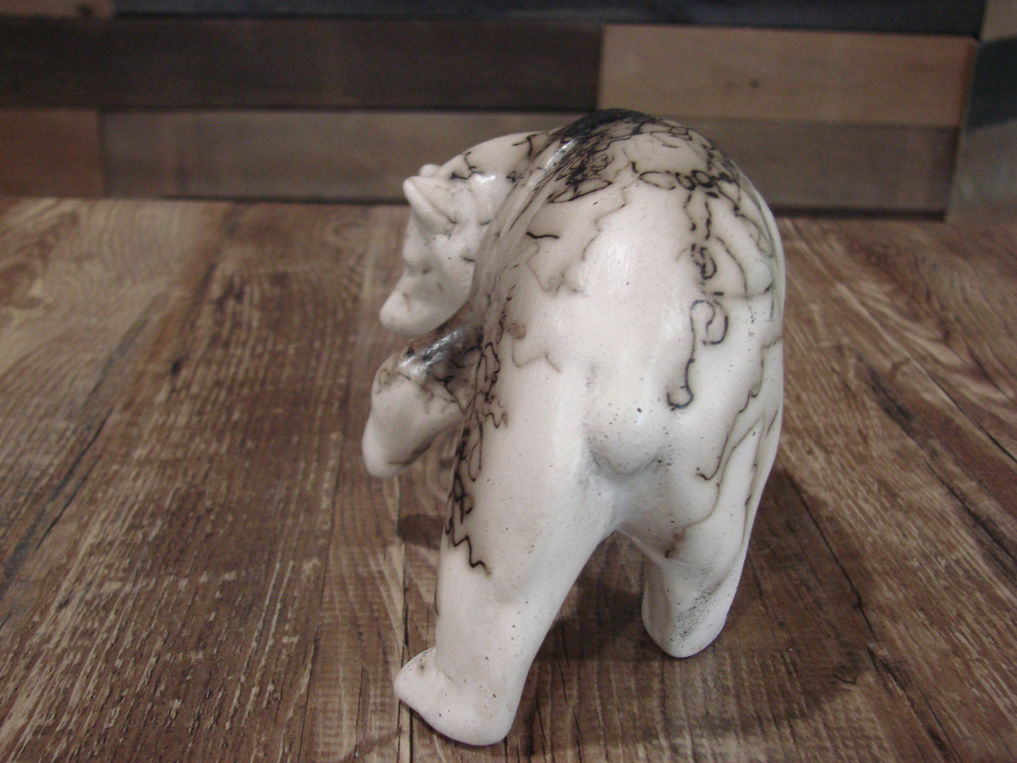 Small Native American Pottery Horse Hair Bear Sculpture by Vail
