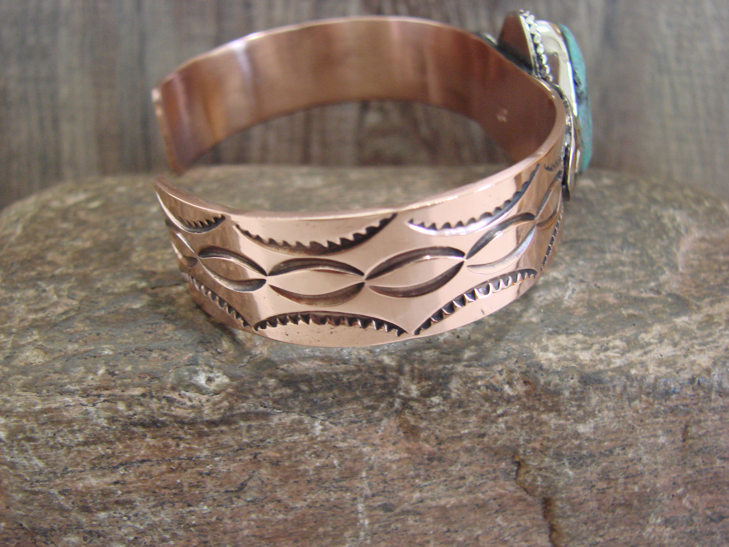 Native American Copper & Turquoise Bracelet by Cleveland