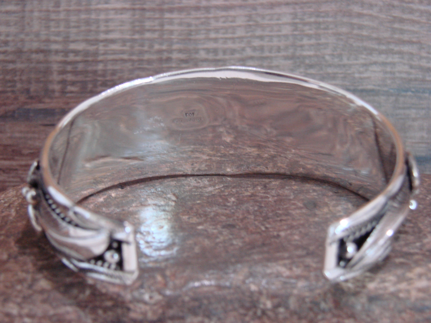 Native American Sterling Silver & Turquoise Row Cuff Bracelet by Morgan