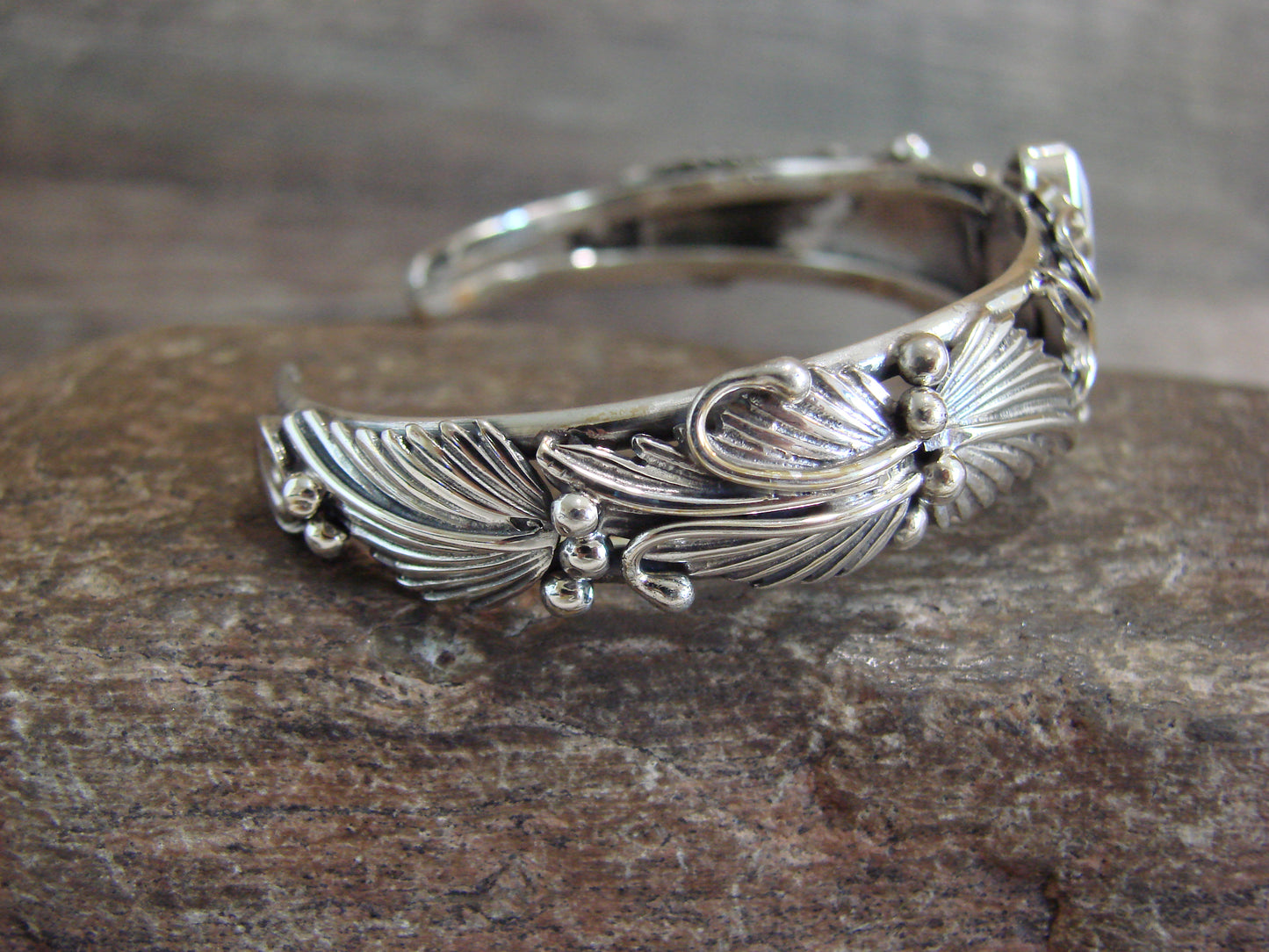 Native American Sterling Silver White Buffalo Turquoise Bracelet by Delgarito