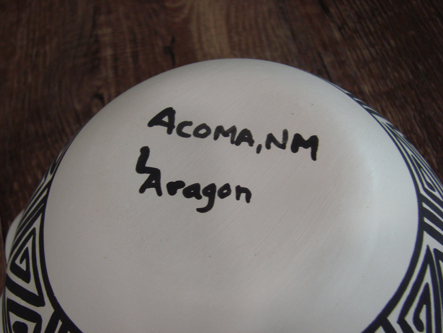 Native American Acoma Fine Line Hand Painted Pottery - Aragon