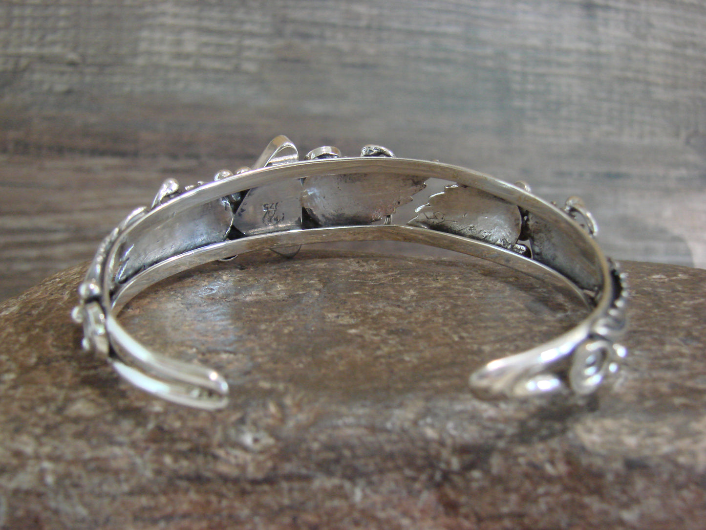 Native American Sterling Silver White Buffalo Turquoise Bracelet by Delgarito