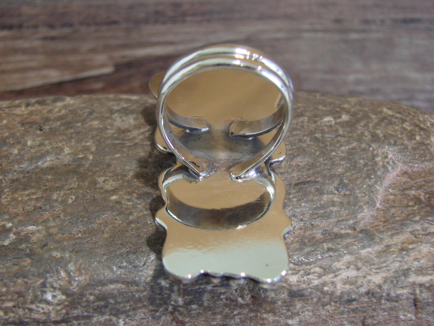 Native American Nickel Silver & Turquoise Ring by Cleveland - Size 9.5