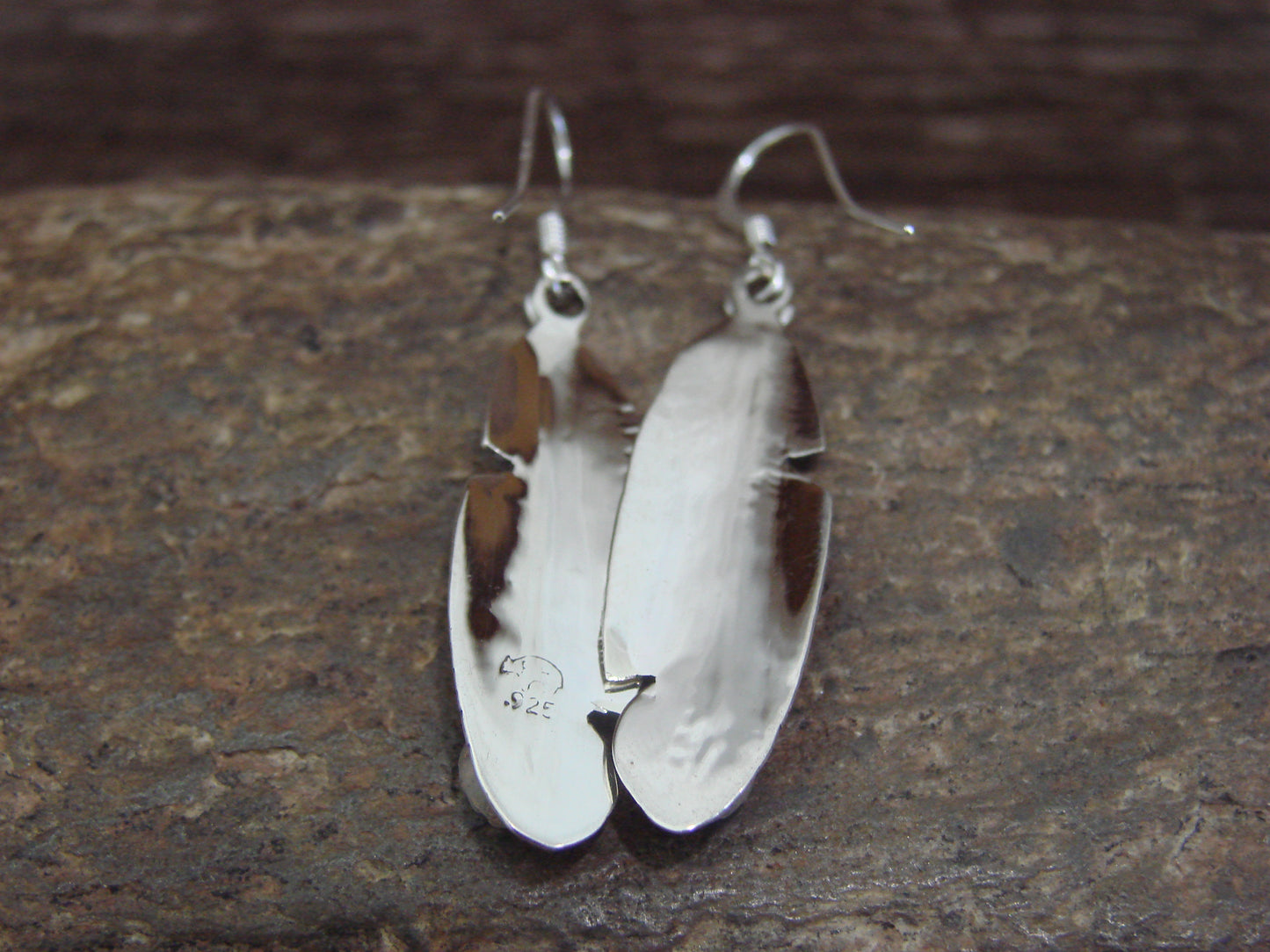 Native American Sterling Silver & Turquoise Feather Dangle Earrings by Francisco