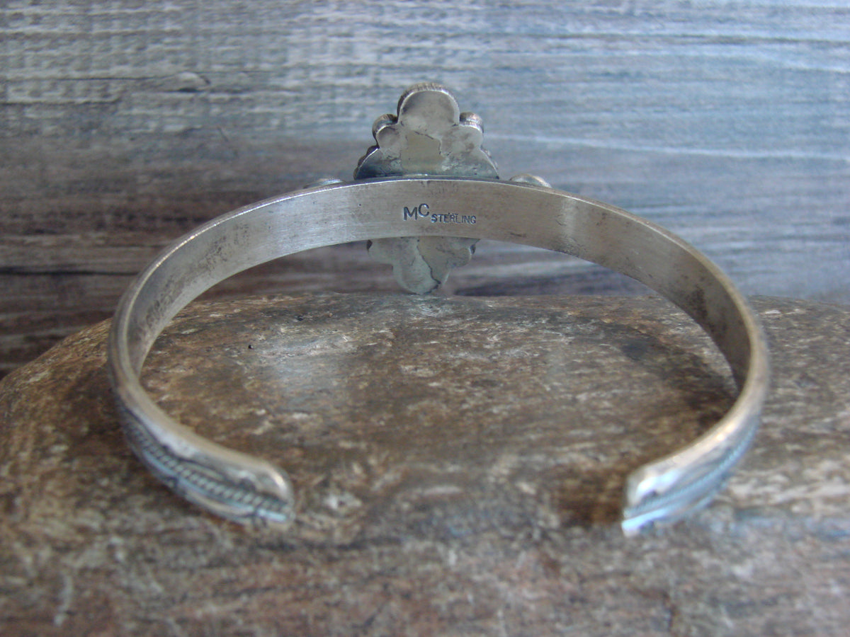Native American Sterling Silver Turquoise Bracelet Signed MC