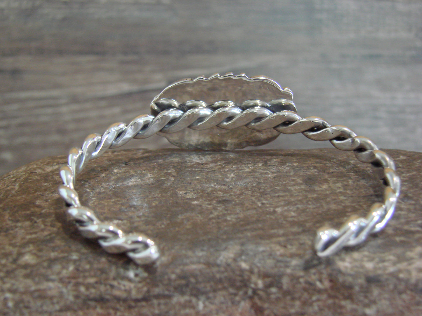 Native American Sterling Silver White Buffalo Turquoise Bracelet by Silversmith