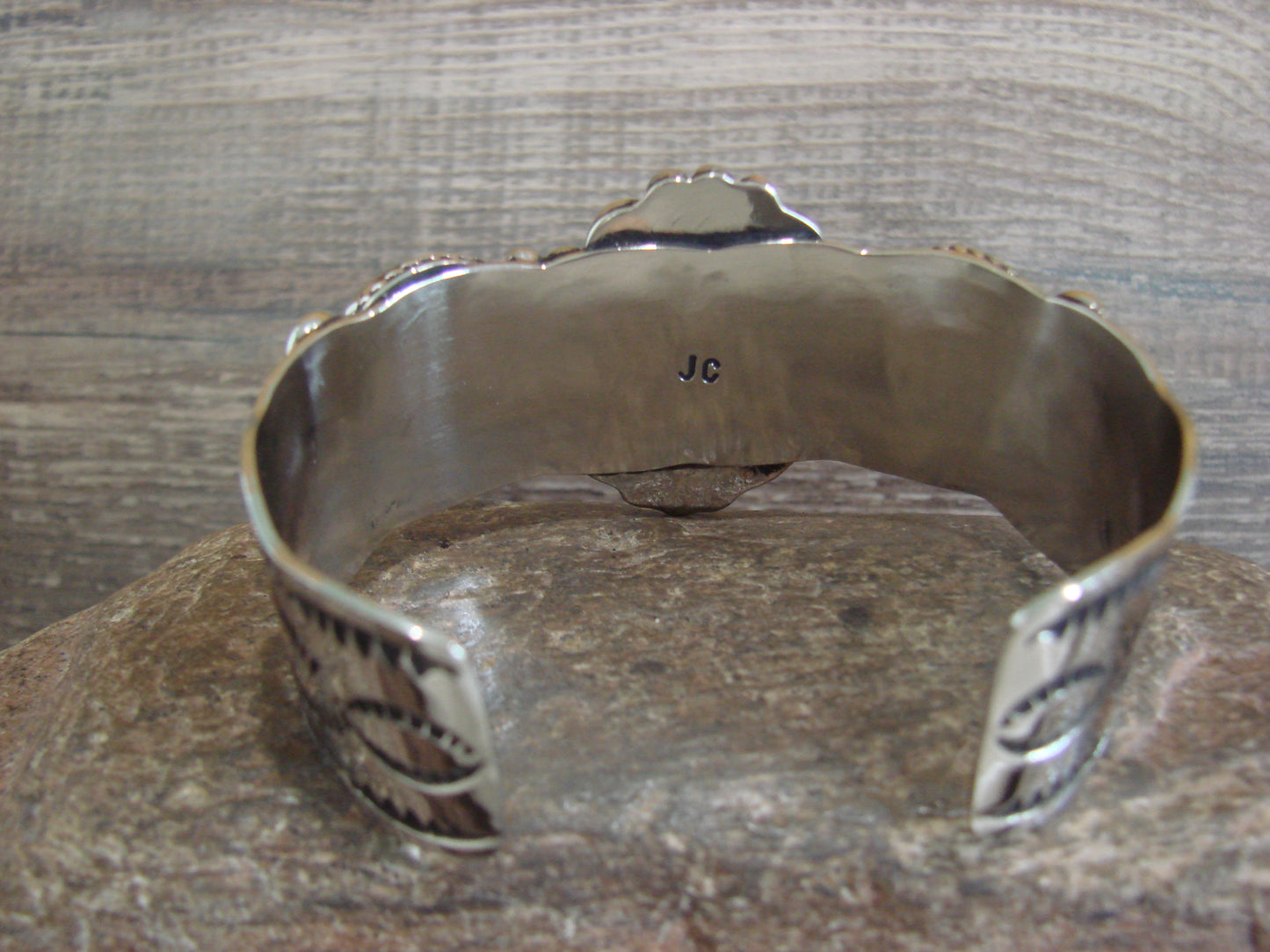 Native American Indian Nickel Silver & Turquoise Bracelet by Cleveland