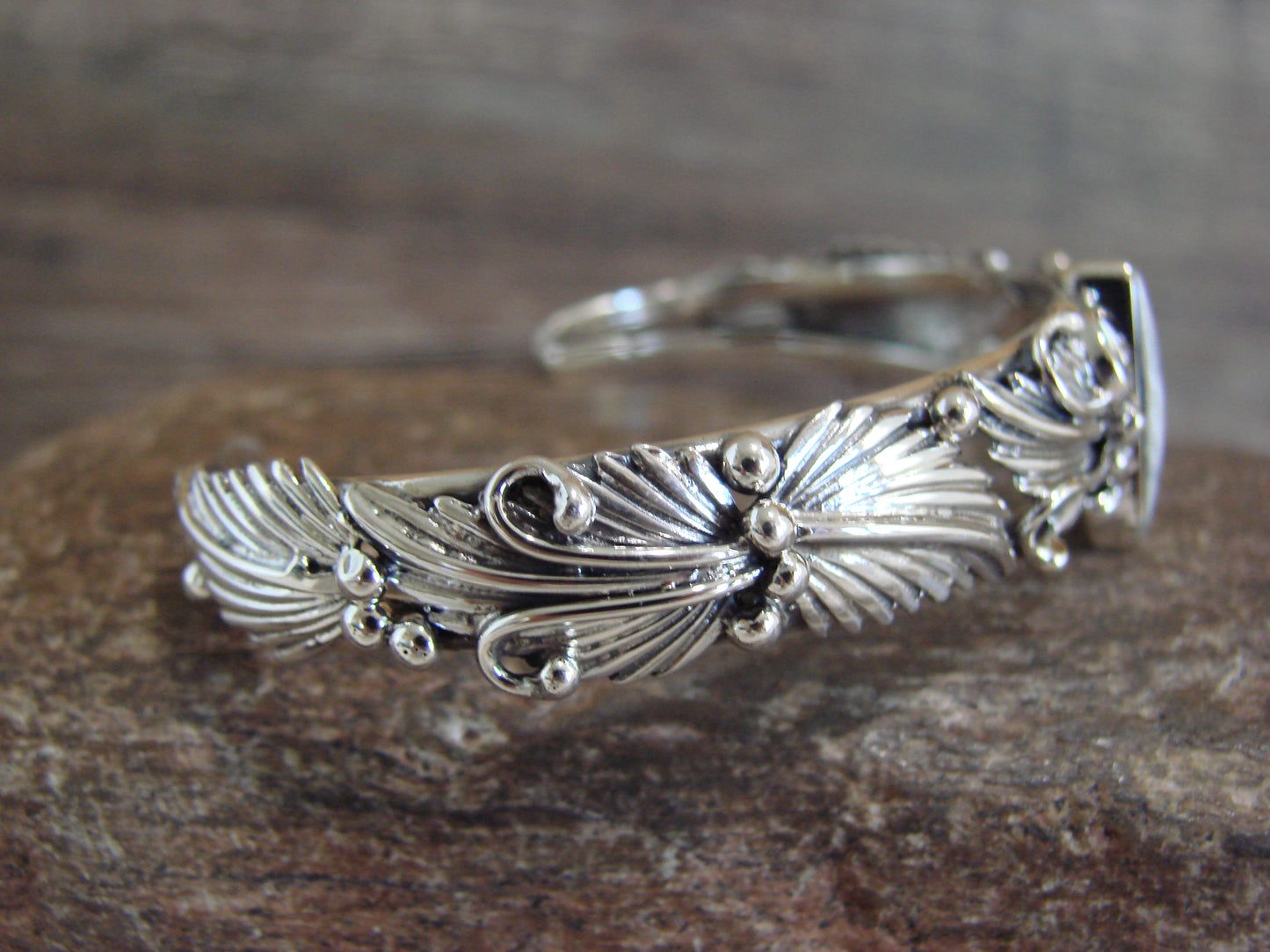 Native American Sterling Silver White Buffalo Turquoise Bracelet by Delgarito