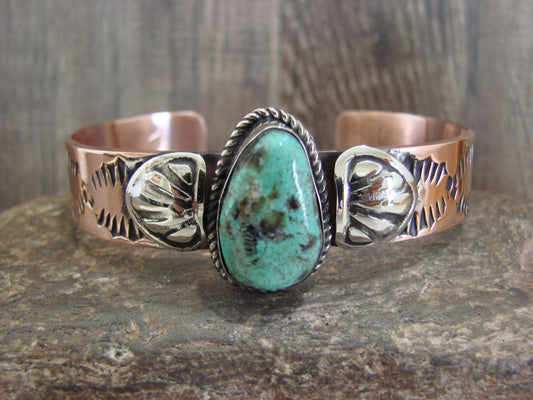 Native American Copper & Turquoise Bracelet by Cleveland