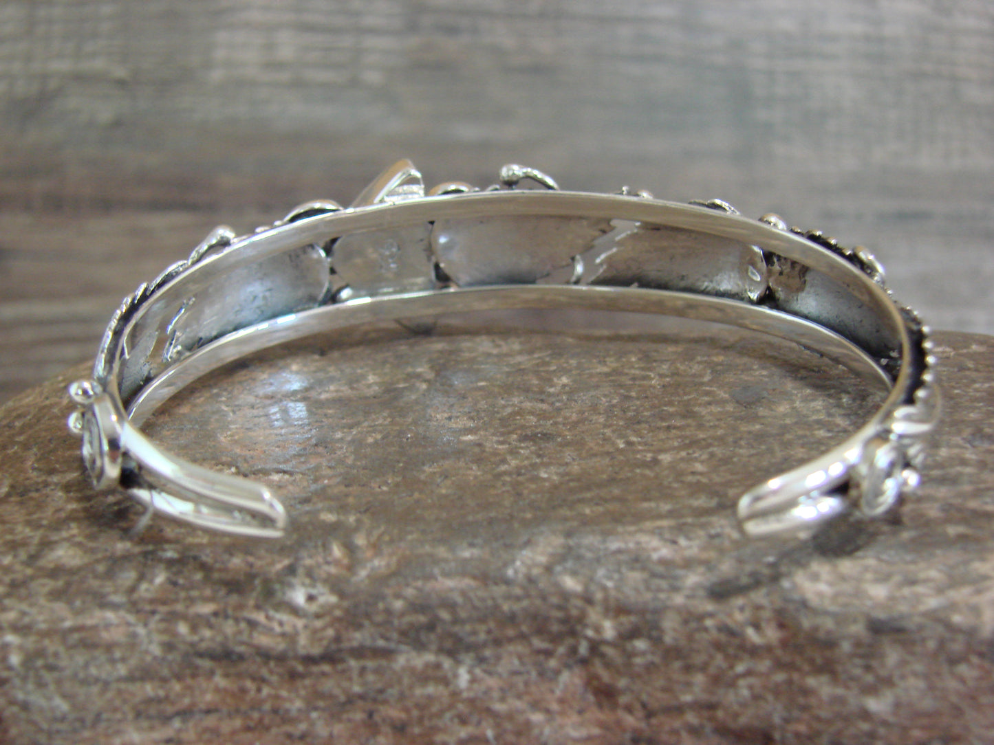 Native American Sterling Silver White Buffalo Turquoise Bracelet by Delgarito