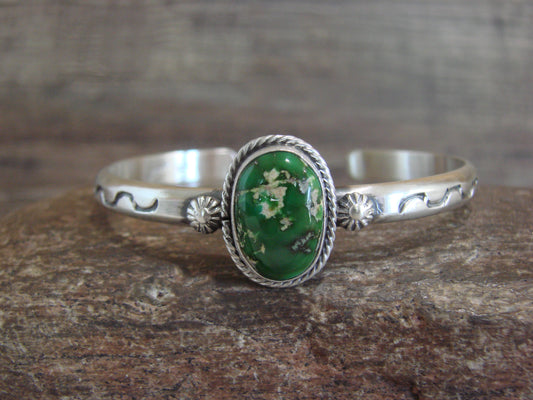 Native American Sterling Silver & Sonoran Turquoise Bracelet Signed SY