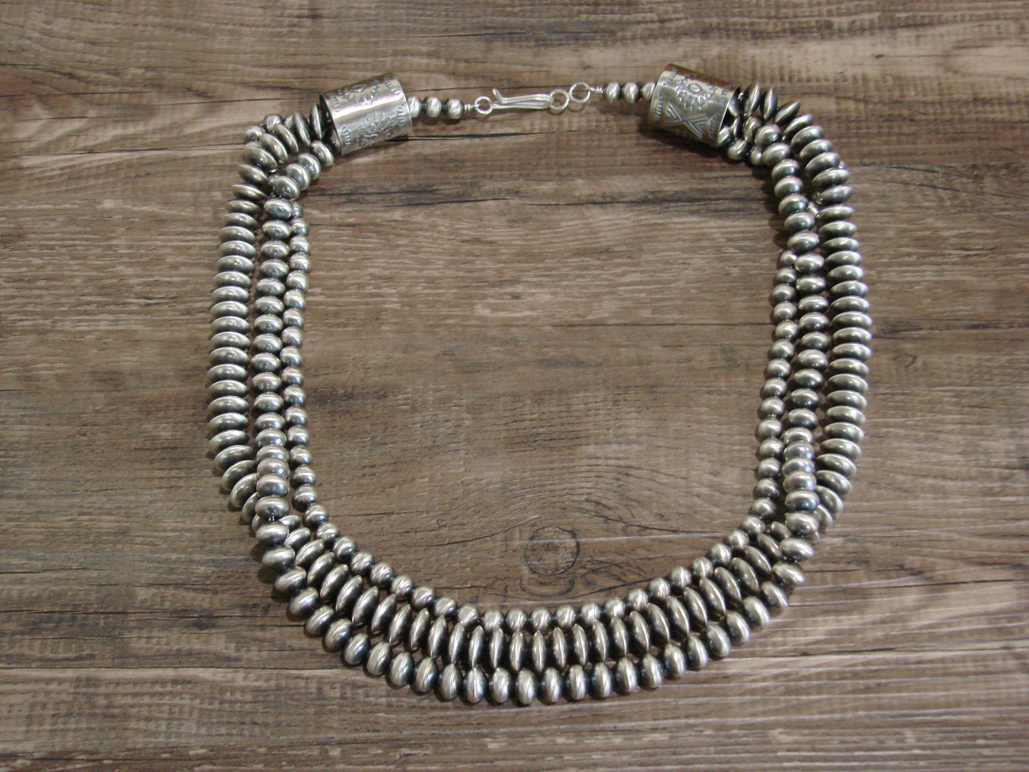 Native American Sterling Silver 20" Multi Strand Navajo Pearl Necklace - Begay