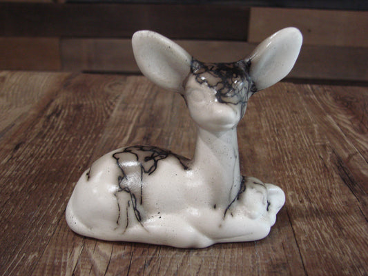 Small Native American Pottery Horse Hair Fawn Sculpture by Vail