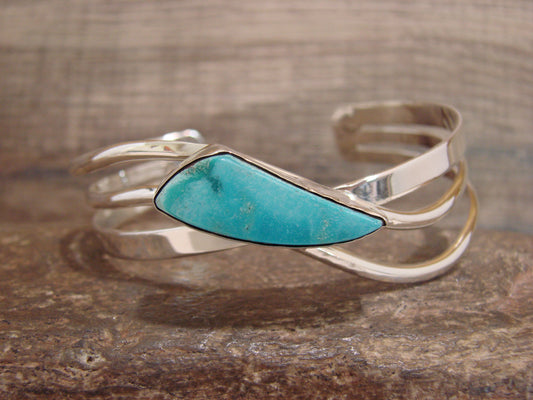 Native American Sterling Silver & Turquoise Bracelet Signed Yazzie