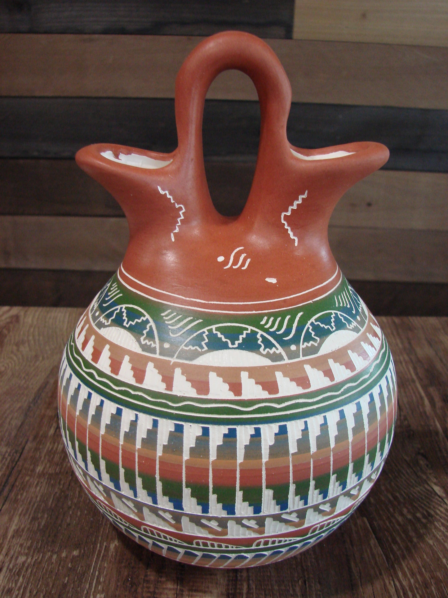 Native American Hand Etched & Hand Painted Wedding Vase - Gilmore