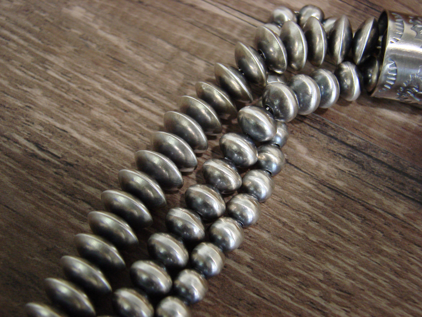 Native American Sterling Silver 20" Multi Strand Navajo Pearl Necklace - Begay