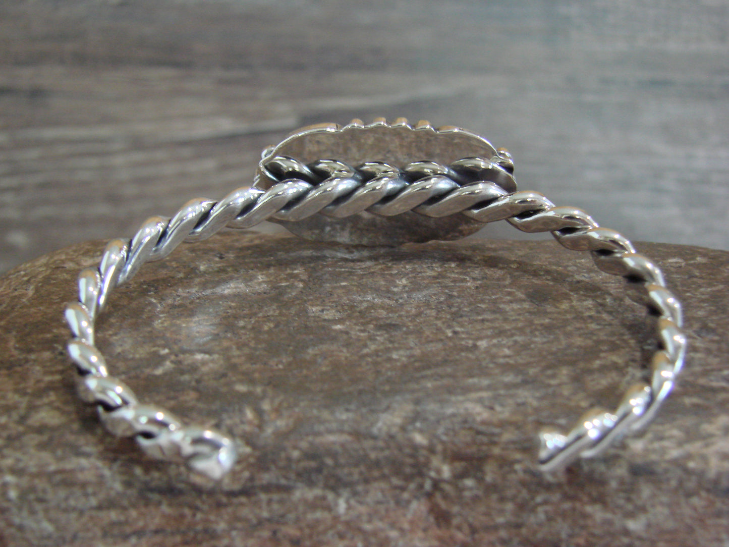 Native American Sterling Silver White Buffalo Turquoise Bracelet by Silversmith