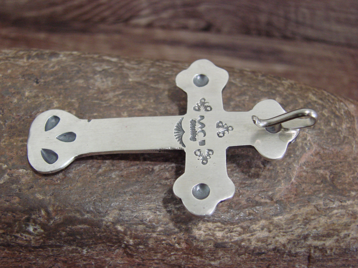 Native American Sterling Silver & Turquoise Cross Pendant Signed Cayatineto