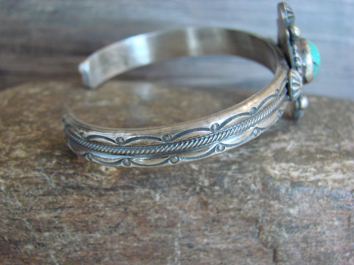 Native American Sterling Silver Turquoise Bracelet Signed MC