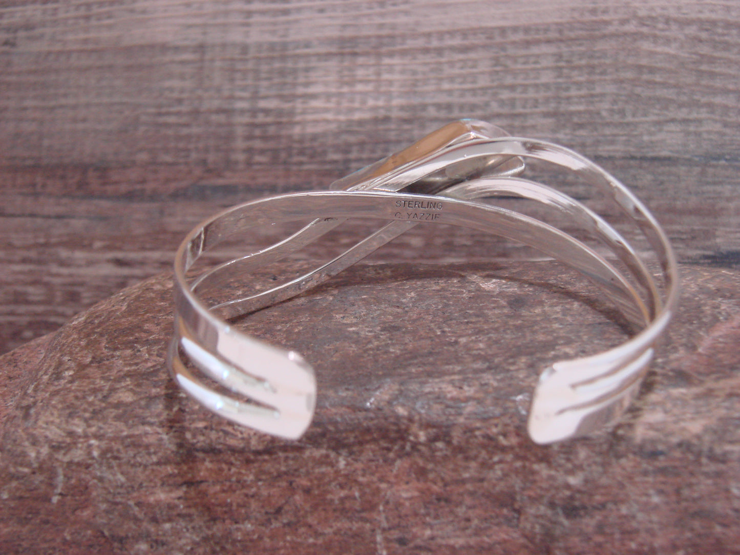 Native American Sterling Silver & Turquoise Bracelet Signed Yazzie