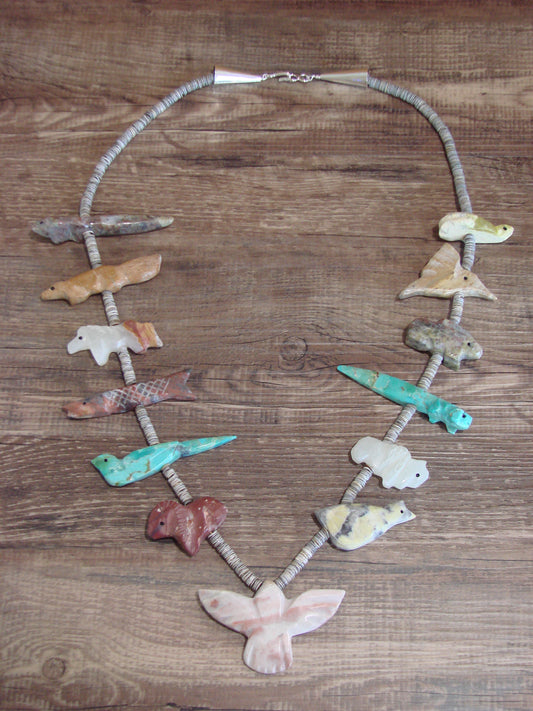 Hand Carved 28" Multi Stone Fetish Necklace by Matt Mitchell