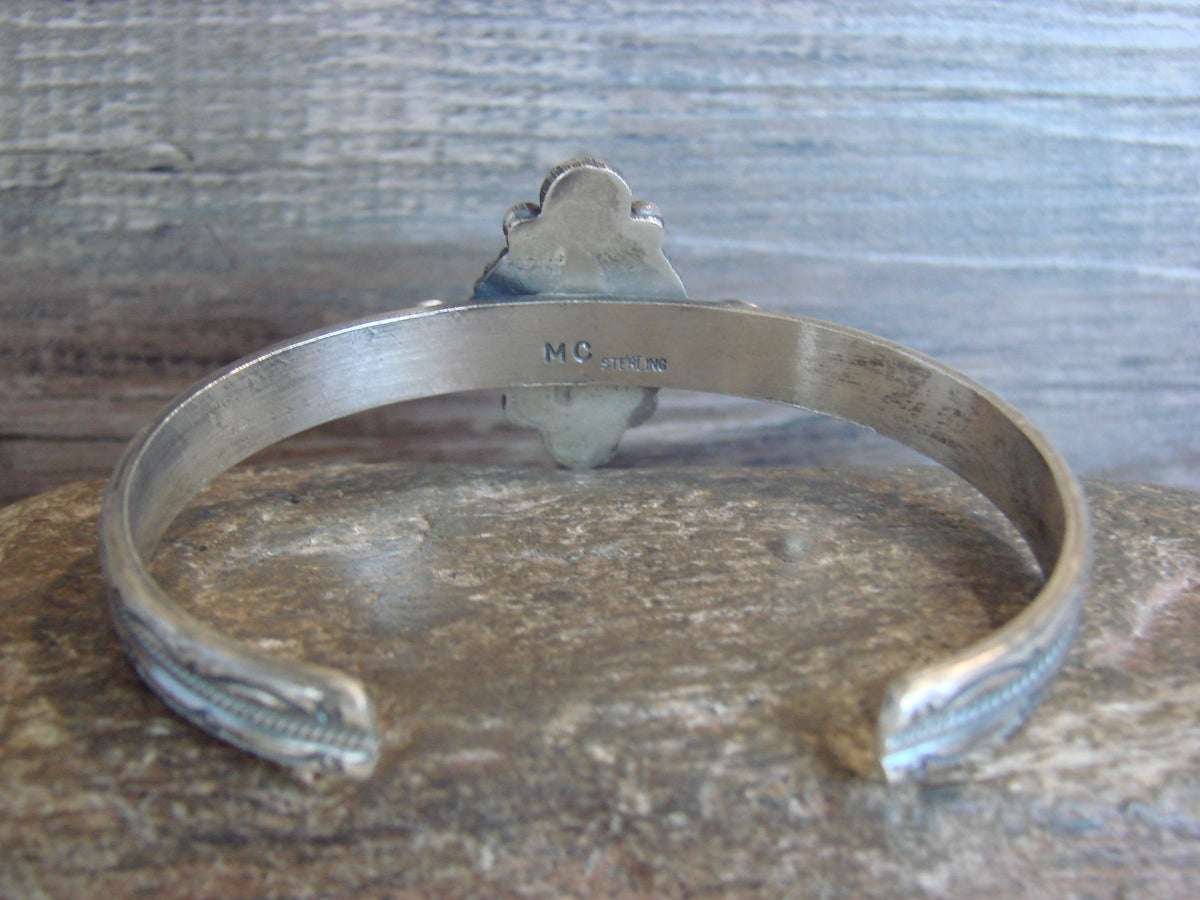 Native American Sterling Silver Turquoise Bracelet Signed MC