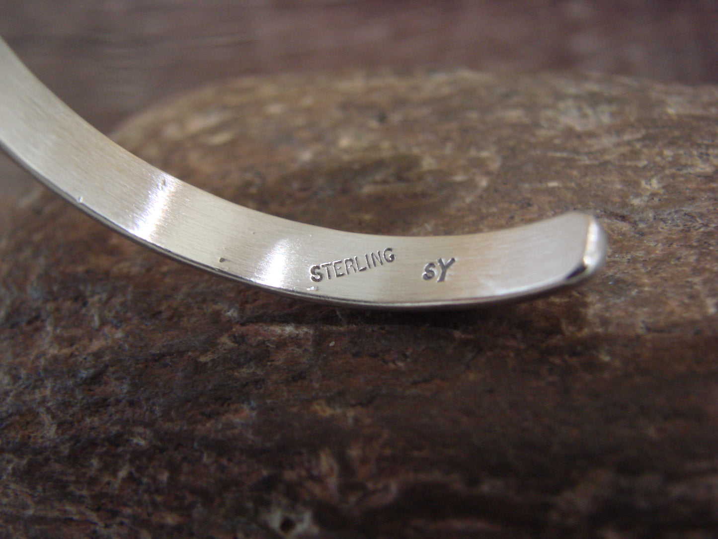 Native American Sterling Silver & Sonoran Turquoise Bracelet Signed SY