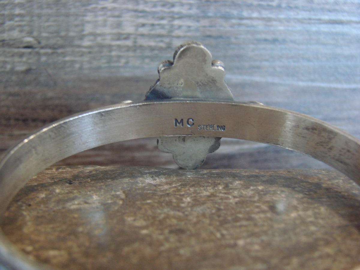 Native American Sterling Silver Turquoise Bracelet Signed MC