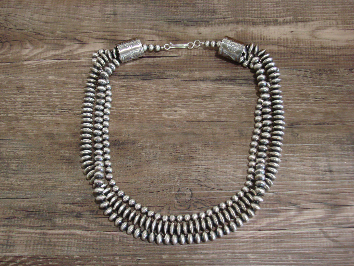 Native American Sterling Silver 20" Multi Strand Navajo Pearl Necklace - Begay