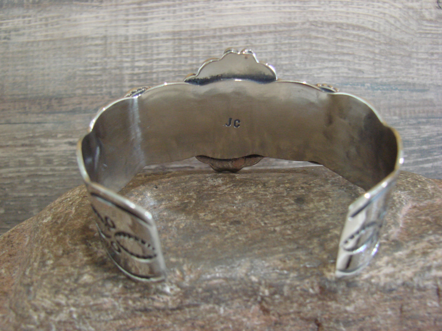 Native American Indian Nickel Silver & Turquoise Bracelet by Cleveland
