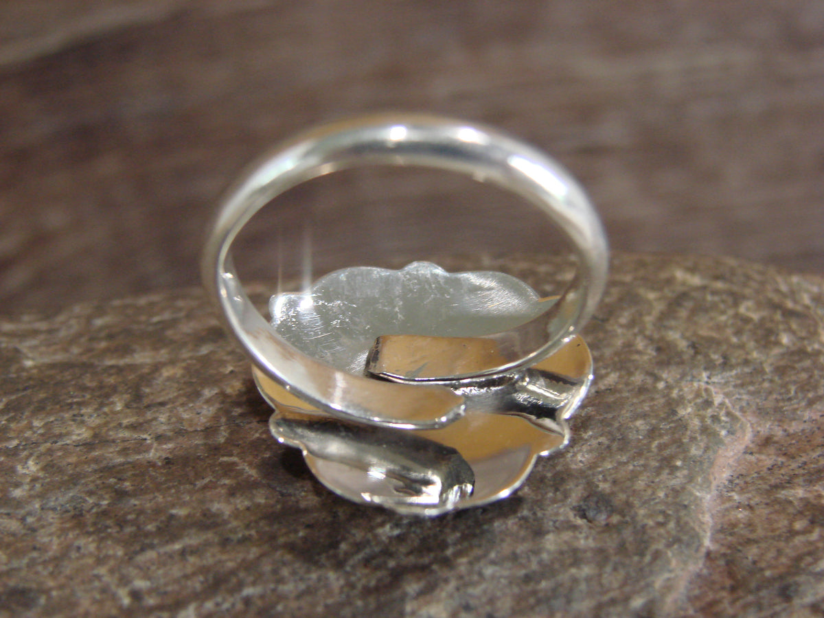 Native American Sterling Silver & Turquoise Heart Ring Size 8 - 9 - Coho