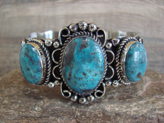 Native American Indian Nickel Silver & Turquoise Bracelet by Cleveland