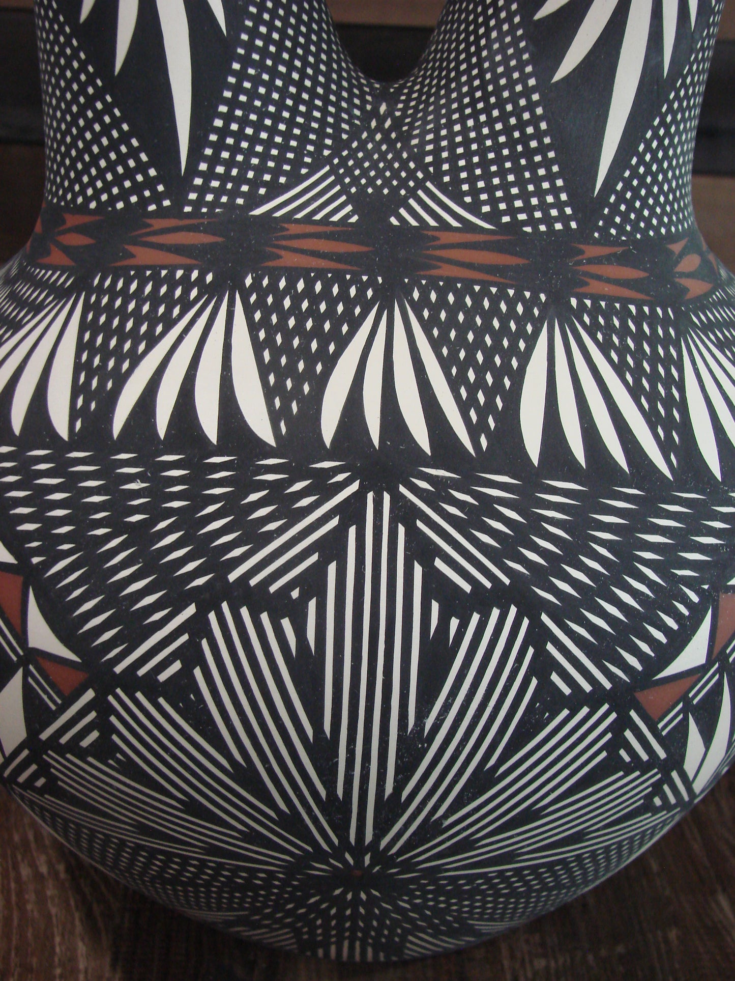 Native American Acoma Pueblo Fine Line Hand Painted Wedding Vase by Vallo