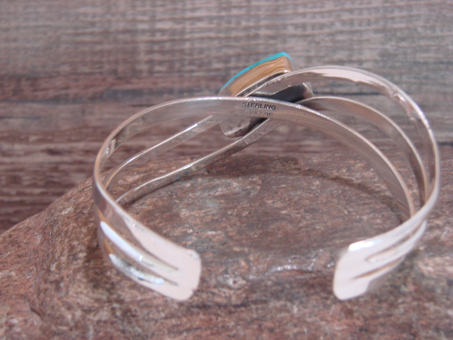 Native American Sterling Silver & Turquoise Bracelet Signed Yazzie