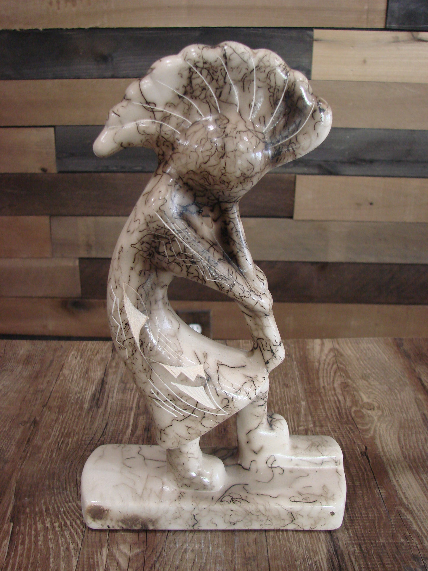 Native American Pottery Horse Hair Kokopelli Sculpture by Vail