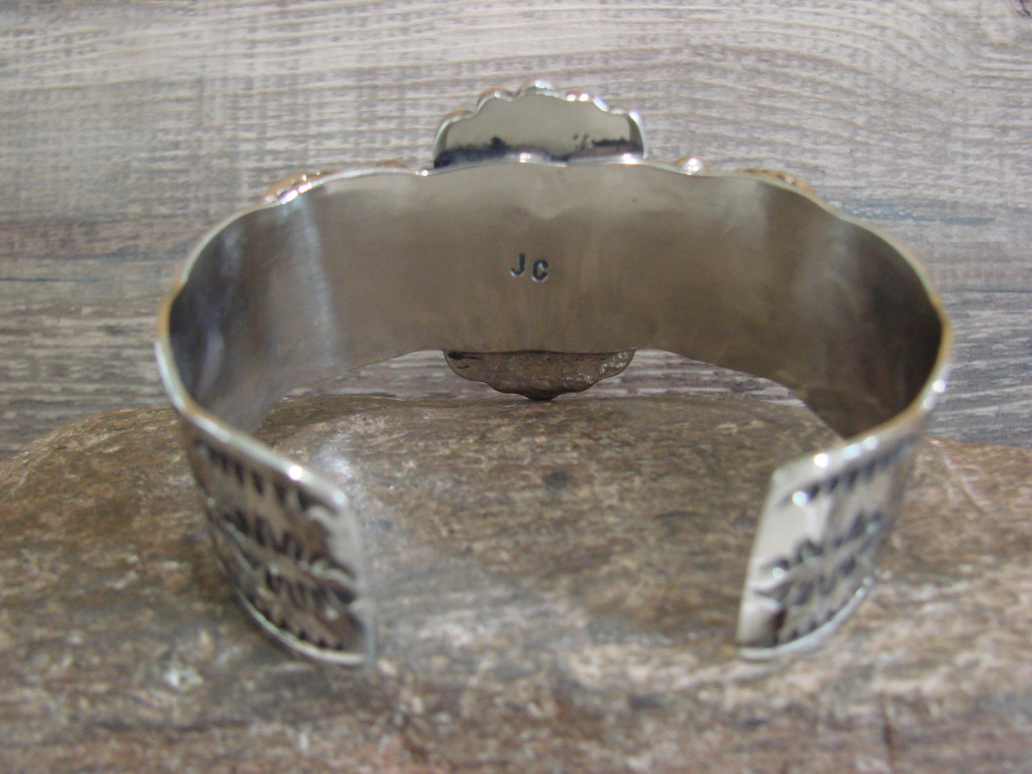 Native American Indian Nickel Silver & Turquoise Bracelet by Cleveland