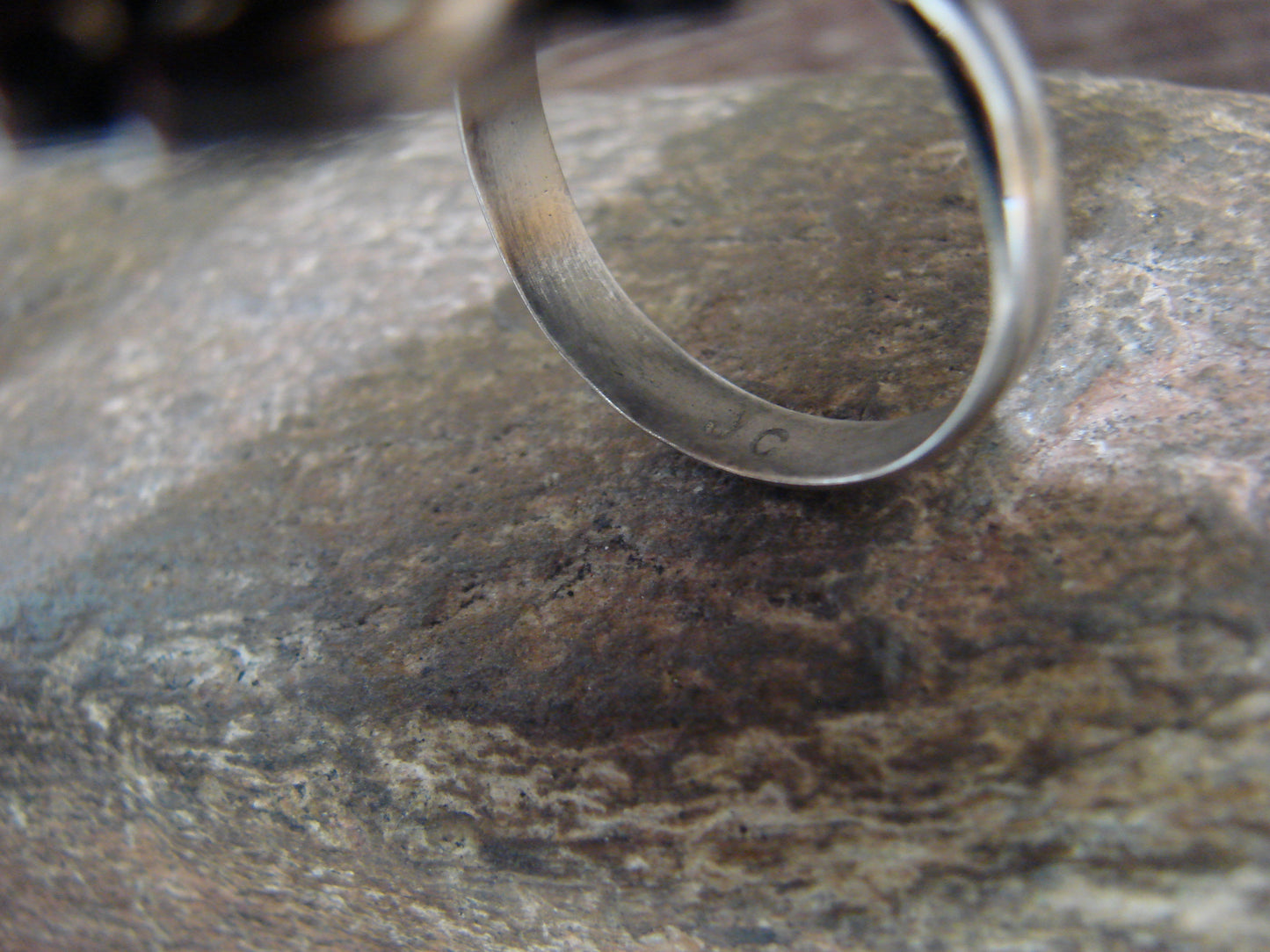 Native American Nickel Silver & Turquoise Adjustable Ring by Cleveland - Size 8 - 10